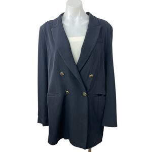 H&M Women's Black Long Sleeve Double Breasted Notch Collar Blazer Coat Jacket M